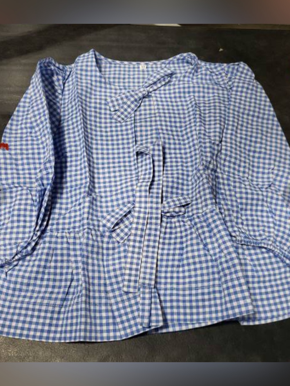 Women’s Front Tie Shirt Blue and White Checkered | M | NWT